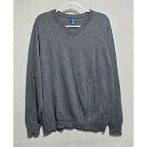 George Mens V Neck Long Sleeve Sweater Charcoal Gray Size L Cashmere Blend